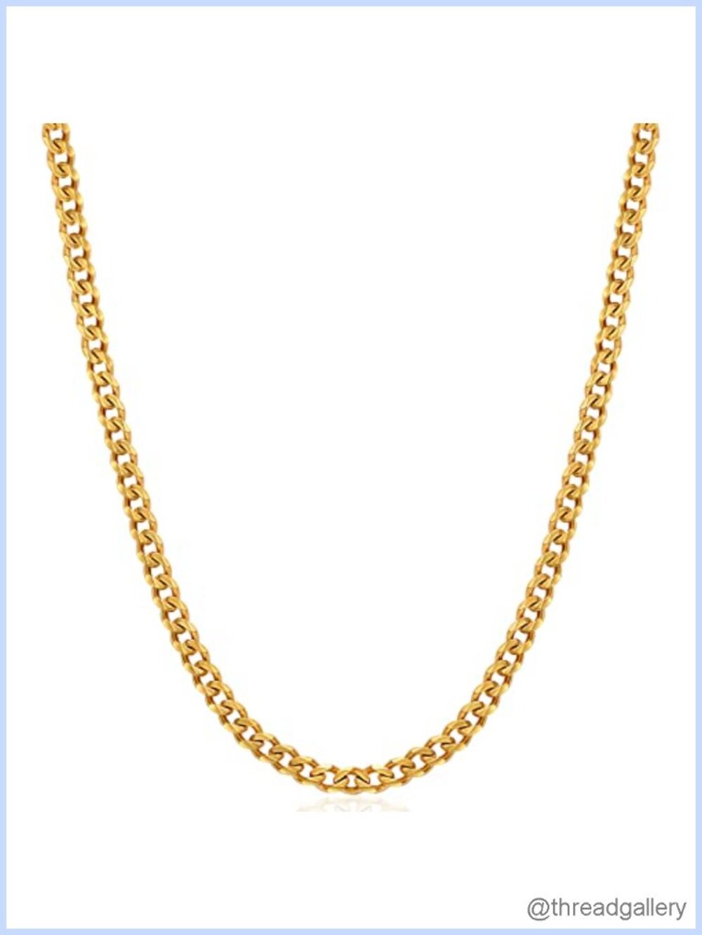 3.5mm Cuban Link Chain Necklace Gold Plated Stainless Steel Lobster Clasp